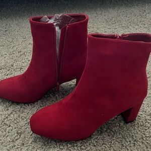 Women’s Red Booties (Never worn) Size 7